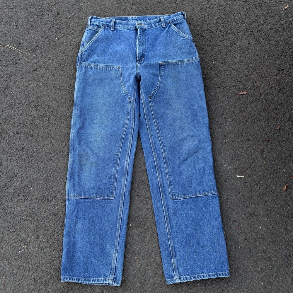 VTG Carhartt B73 DST 38x36 (Fits 36x33) Double Knee Jeans Men's Logger Pants